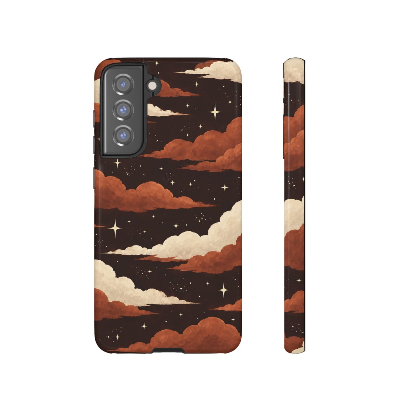 Illustrated Burnt Orange Clouds & Stars Phone Case
