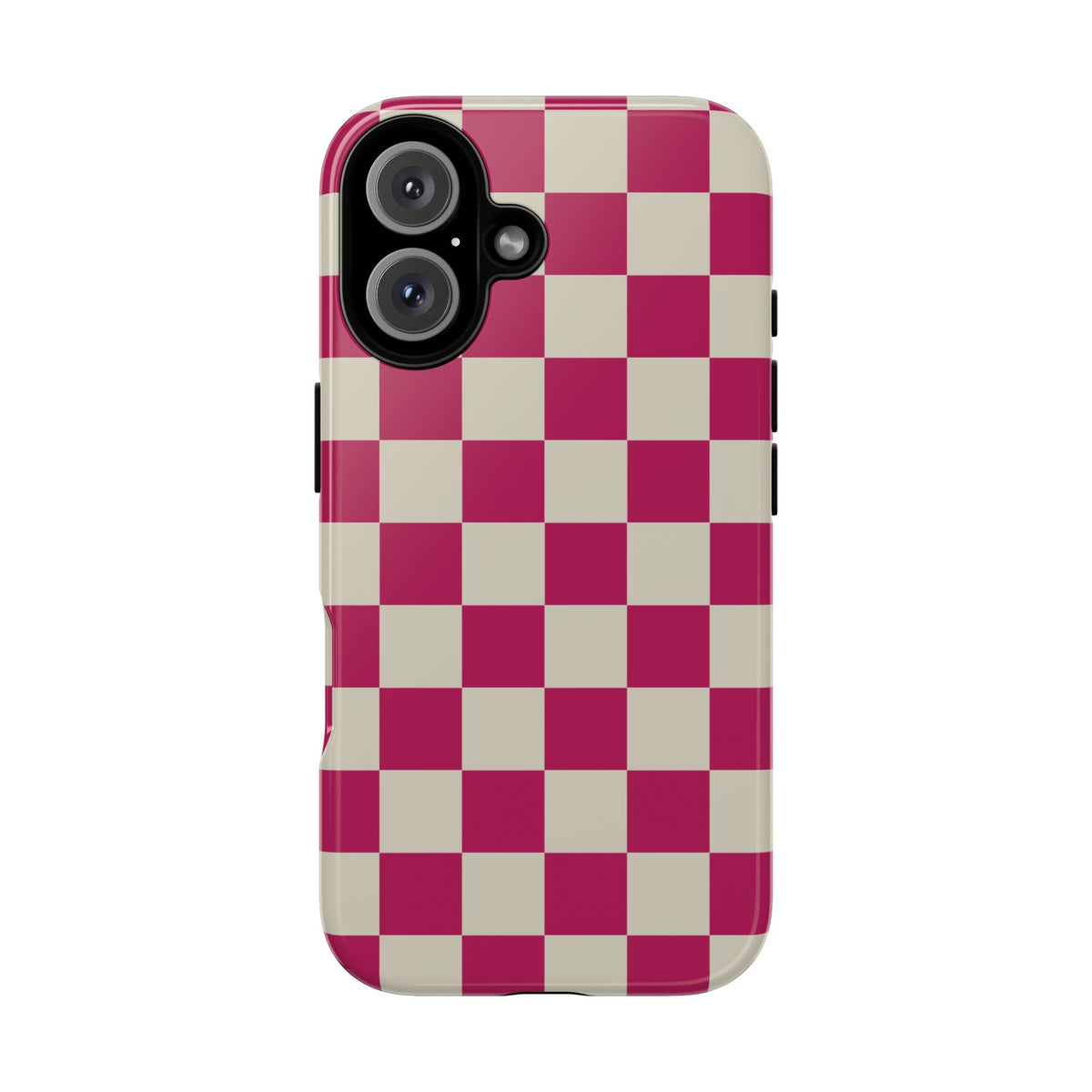 Pink & White Checked Pattern Phone Case - Pink Phone Case - iPhone 16 / Glossy