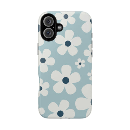 iPhone 16 Plus / Glossy Phone Case - Cute Light Blue Daisy Pattern Phone Case