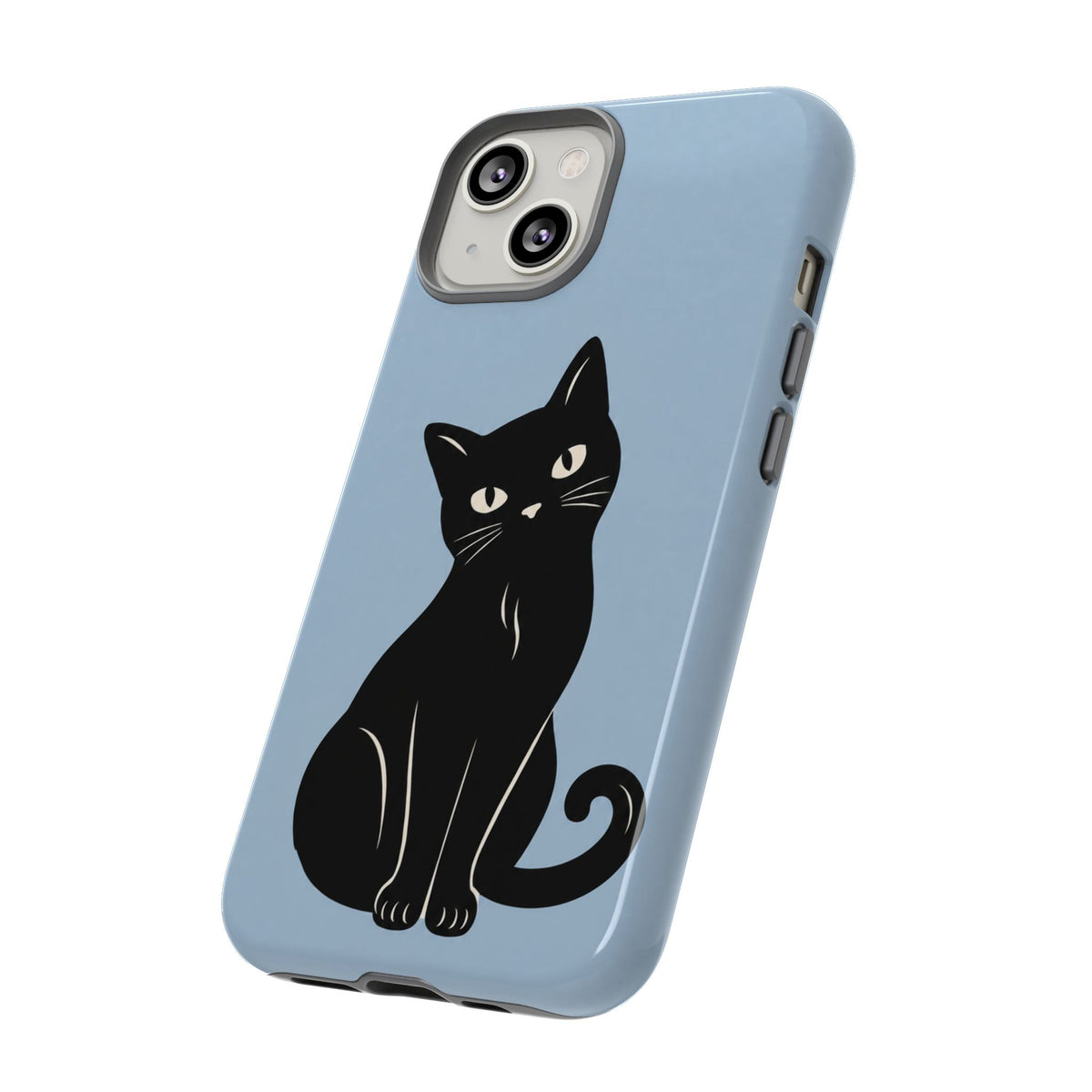 Minimalist Powder Blue & Black Cat Phone Case