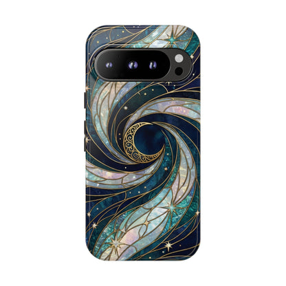Elegant Navy & Teal Celestial Swirl Phone Case
