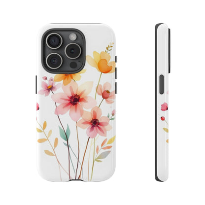 iPhone 15 Pro / Glossy Phone Case - Boho Chic Watercolour Blooms Design Phone Case