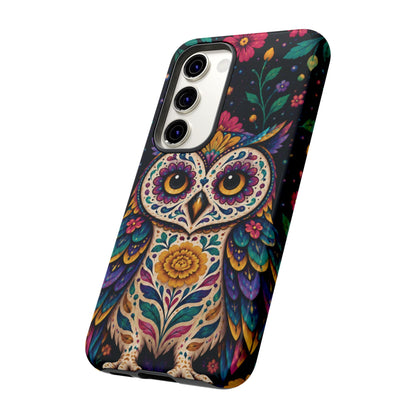 Vibrant Purple and Teal Calavera Owl Phone Case - Multicolor Phone Case
