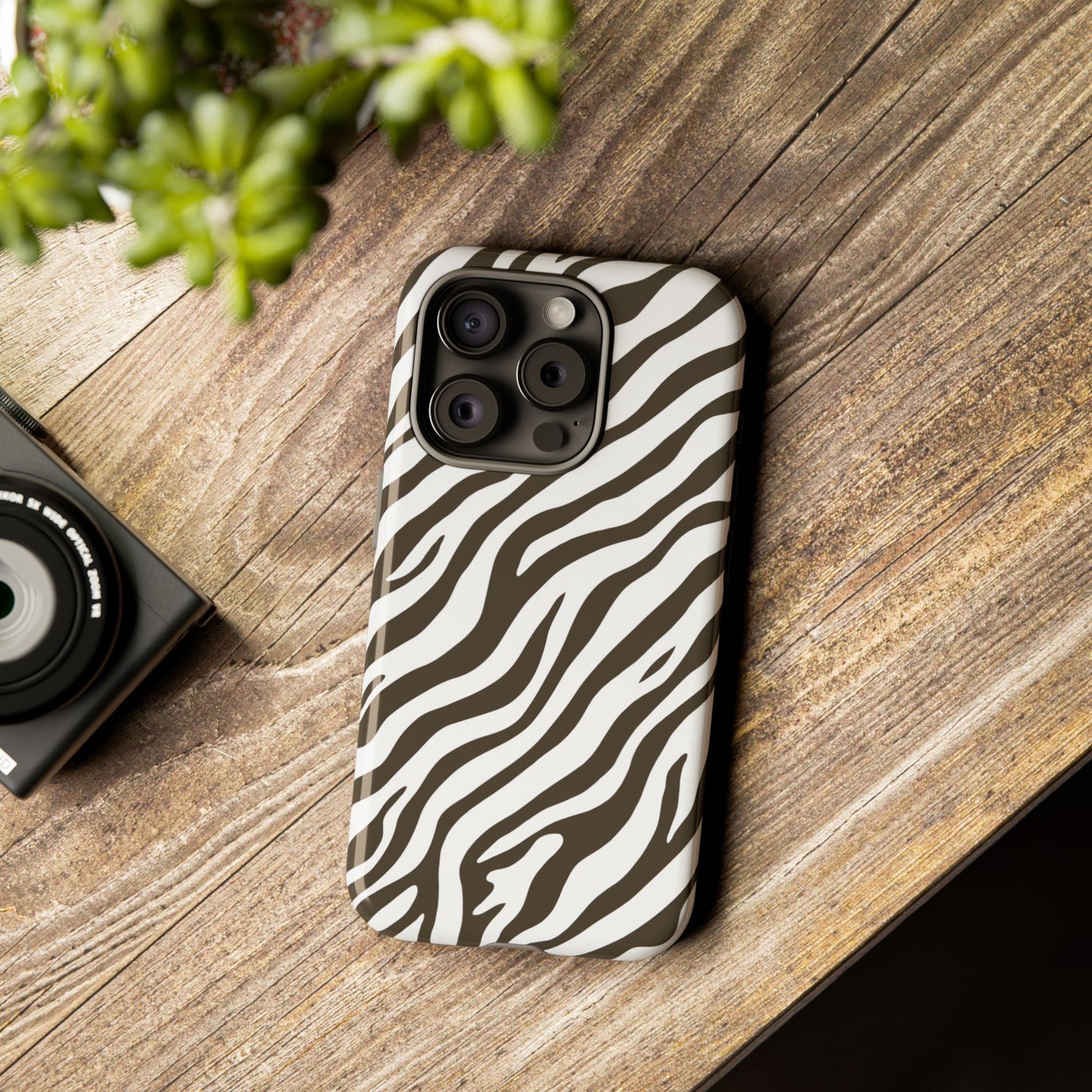 Stylish Mocha Zebra Print Phone Case