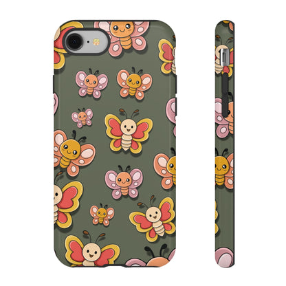 iPhone 8 / Glossy Phone Case - Green Butterfly Sticker Design Phone Case