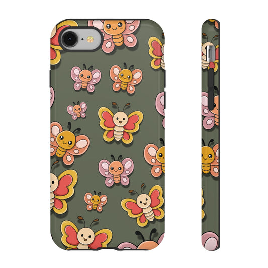 iPhone 8 / Glossy Phone Case - Green Butterfly Sticker Design Phone Case