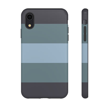 iPhone XR / Glossy Phone Case - Shades of Blue Horizontal Stripe Pattern Phone Case