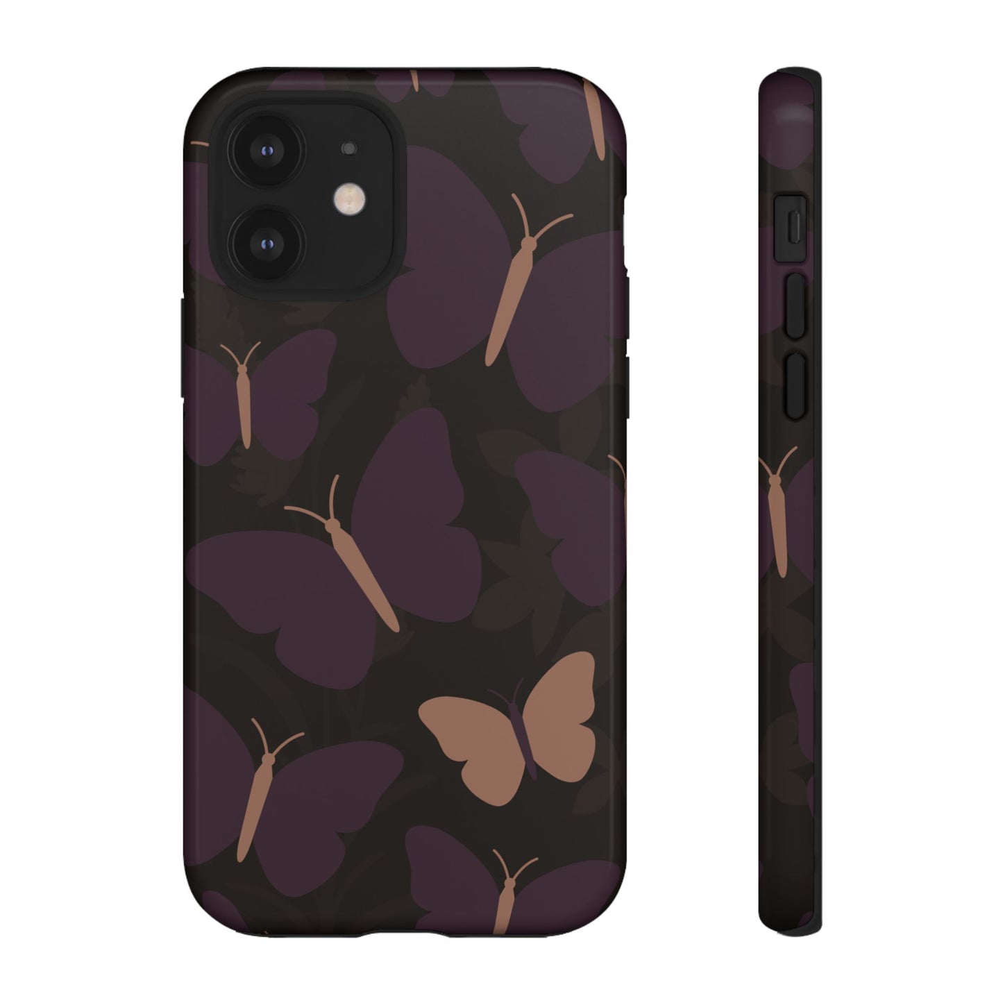 iPhone 12 / Glossy Phone Case - Minimalist Purple Butterfly Pattern Phone Case