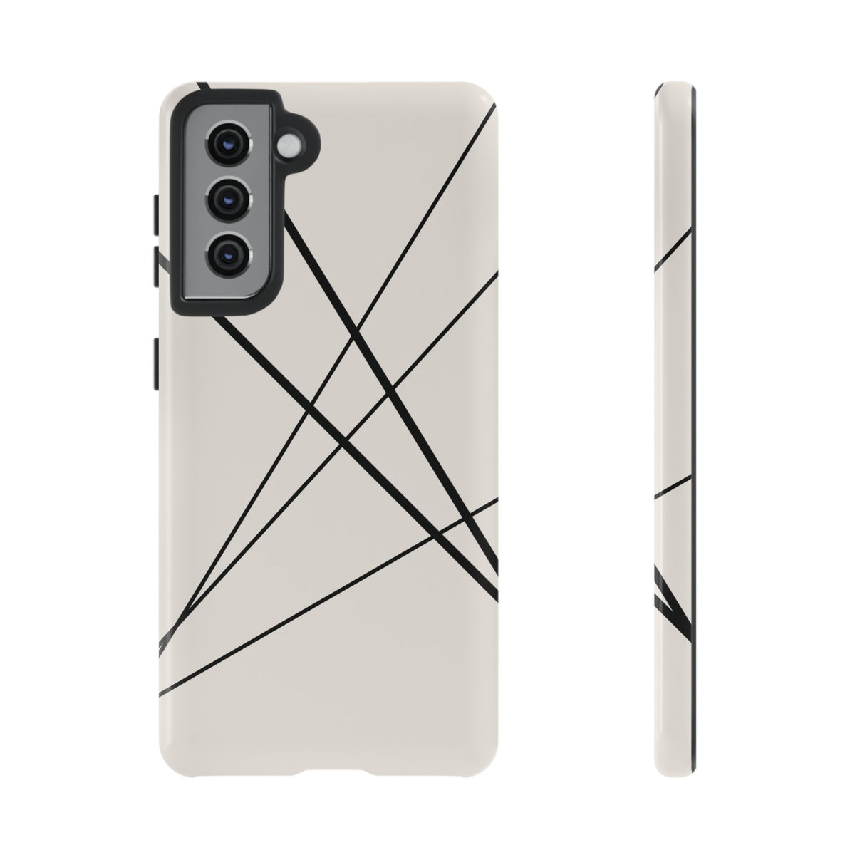 Abstract White with Black Lines Phone Case - White Phone Case - Samsung Galaxy S21 / Glossy