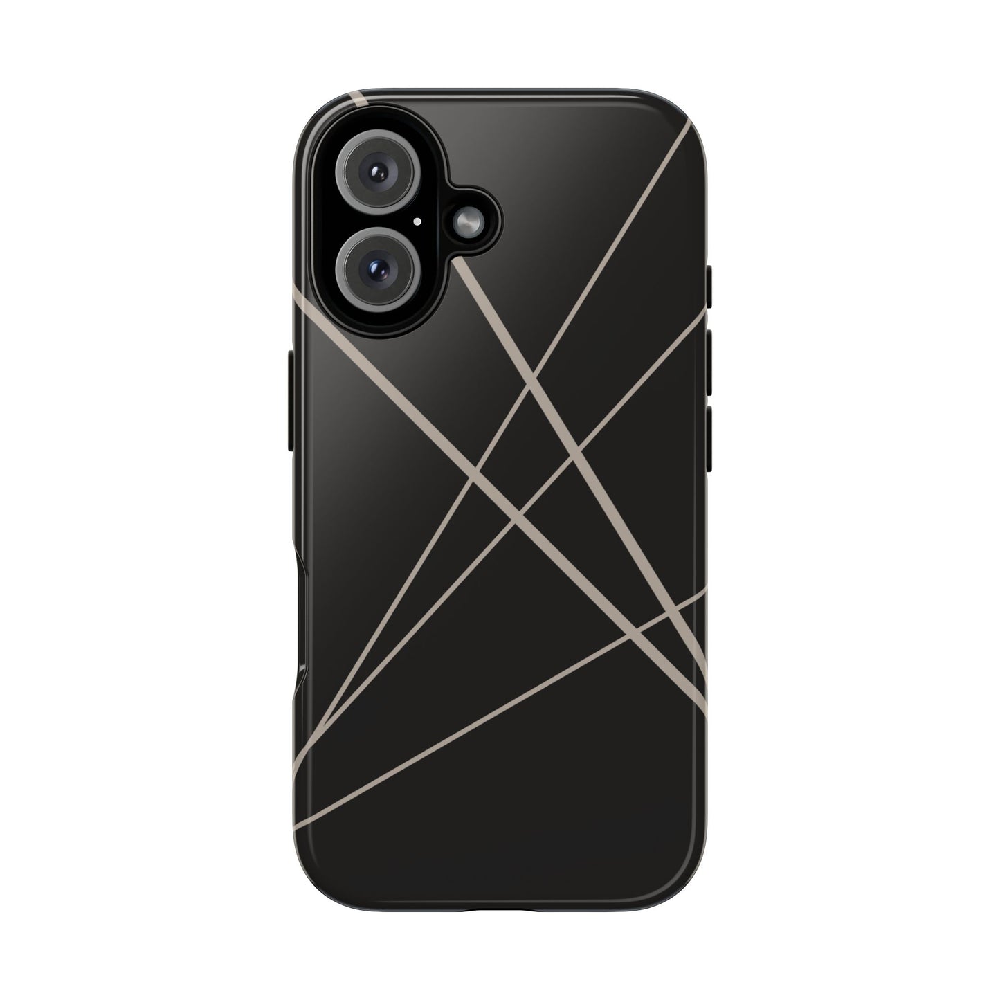 iPhone 16 / Glossy Phone Case - Abstract Black with Grey Lines Phone Case
