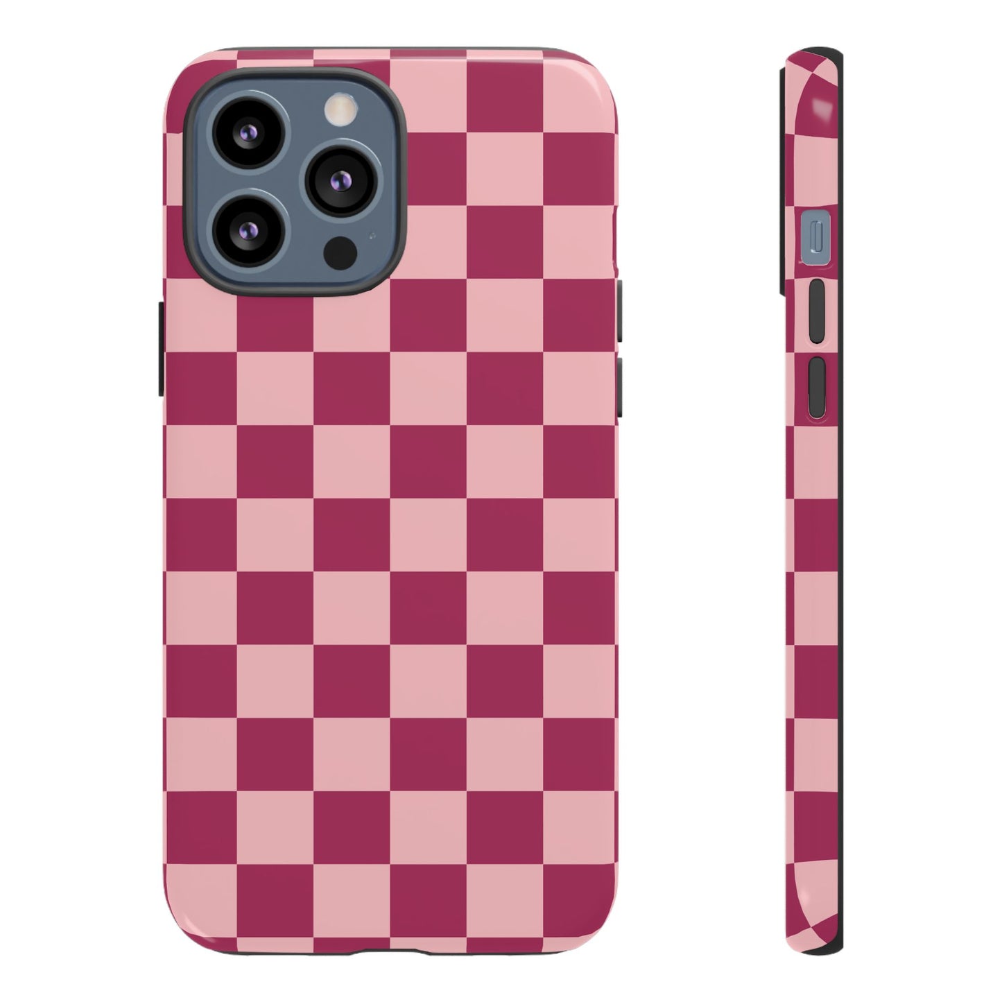 iPhone 13 Pro Max / Glossy Phone Case - ’Pink Checkered Pattern’ Phone Case