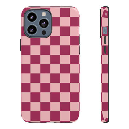 iPhone 13 Pro Max / Glossy Phone Case - ’Pink Checkered Pattern’ Phone Case