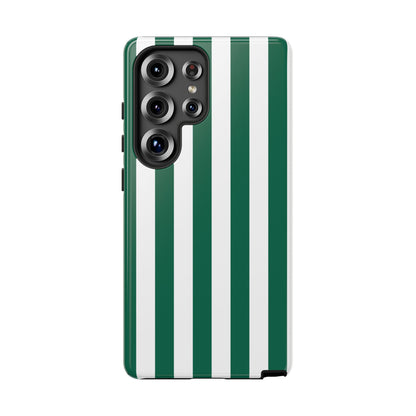 Samsung Galaxy S25 Ultra / Glossy Phone Case - Simple Green & White Stripe Pattern Phone Case