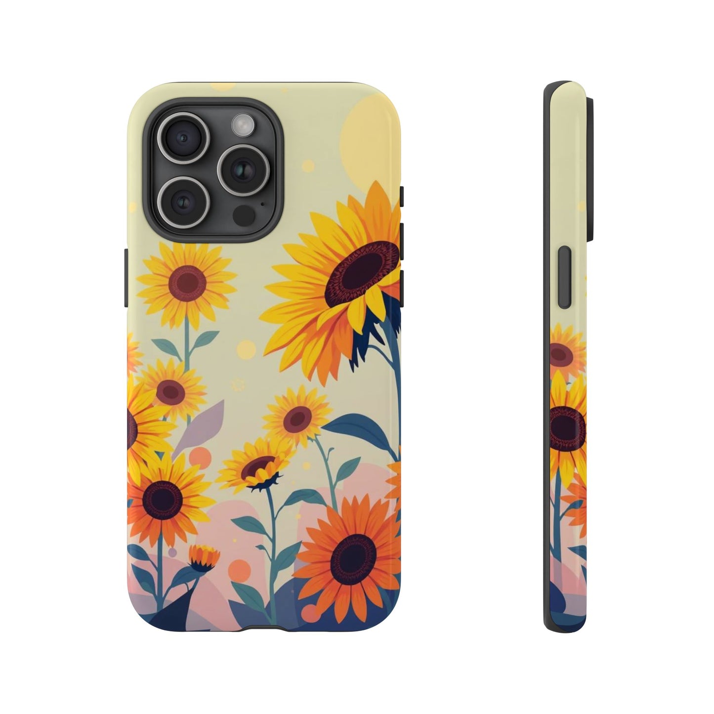 iPhone 15 Pro Max / Glossy Phone Case - Modern Flat Sunflower Design Phone Case