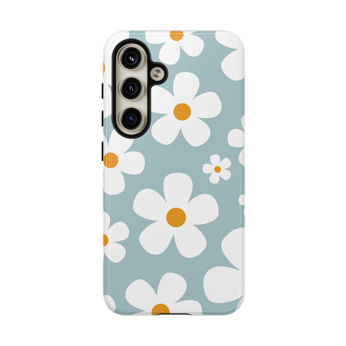 Cute Blue Daisy Pattern Phone Case - Blue Phone Case - Samsung Galaxy S24 / Glossy