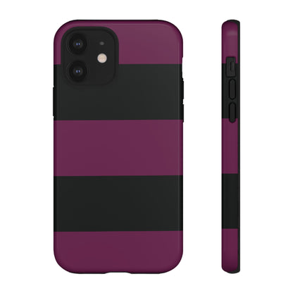 iPhone 12 / Glossy Phone Case - Purple & Black Horizontal Stripe Pattern Phone Case