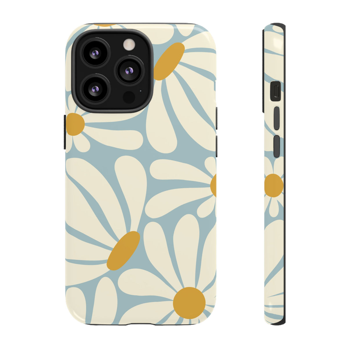 Retro Light Blue Daisy Pattern Phone Case - Blue Phone Case - iPhone 13 Pro / Glossy