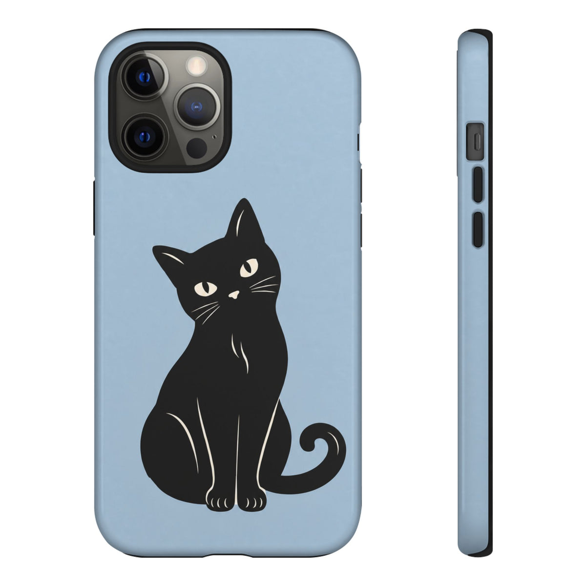 Minimalist Powder Blue & Black Cat Phone Case