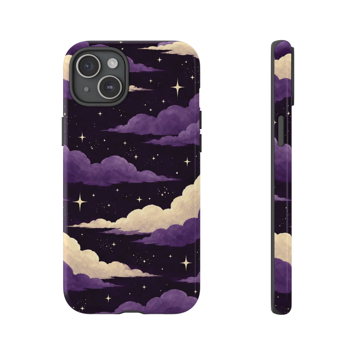 Illustrated Purple Clouds & Stars Phone Case
