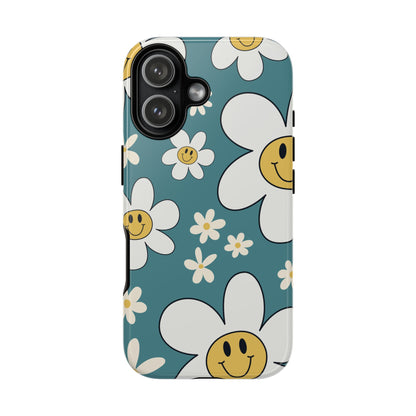 Fun Retro Daisy Pattern with Light Blue Background Phone Case - Blue Phone Case - iPhone 17 / Glossy