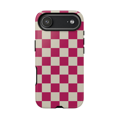 Pink & White Checked Pattern Phone Case - Pink Phone Case - iPhone 17 Air / Glossy