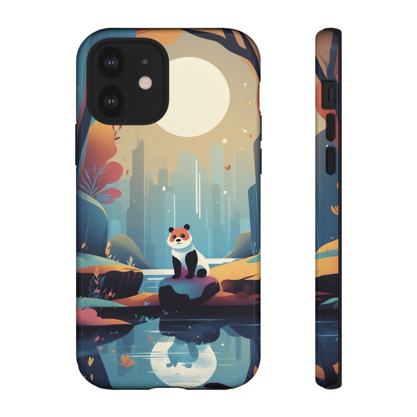 iPhone 12 / Glossy Phone Case - Stylised Panda Design Phone Case