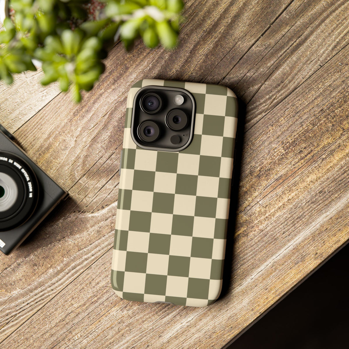 Green Checked Pattern Phone Case - Green Phone Case