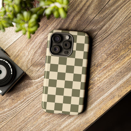 Green Checked Pattern Phone Case - Green Phone Case