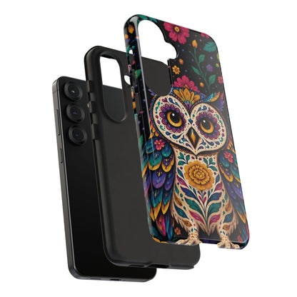Vibrant Purple and Teal Calavera Owl Phone Case - Multicolor Phone Case