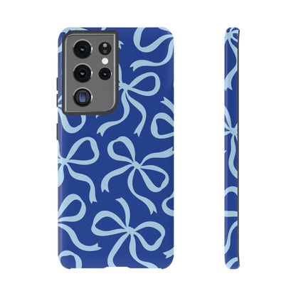 Bold Cobalt Blue and Powder Blue Bow Pattern Phone Case