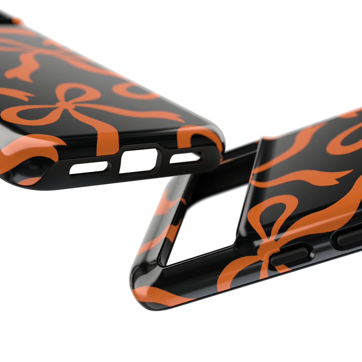 Bold Black and Burnt Orange Bow Pattern Phone Case - Black Phone Case