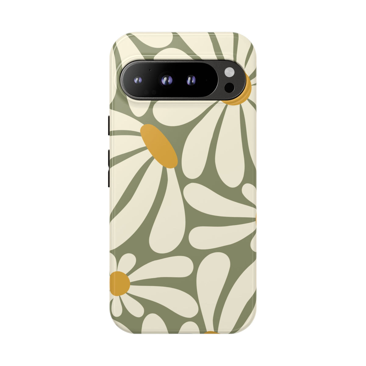 Retro Green Daisy Pattern #1 Phone Case - Green Phone Case - Google Pixel 9 Pro XL / Glossy