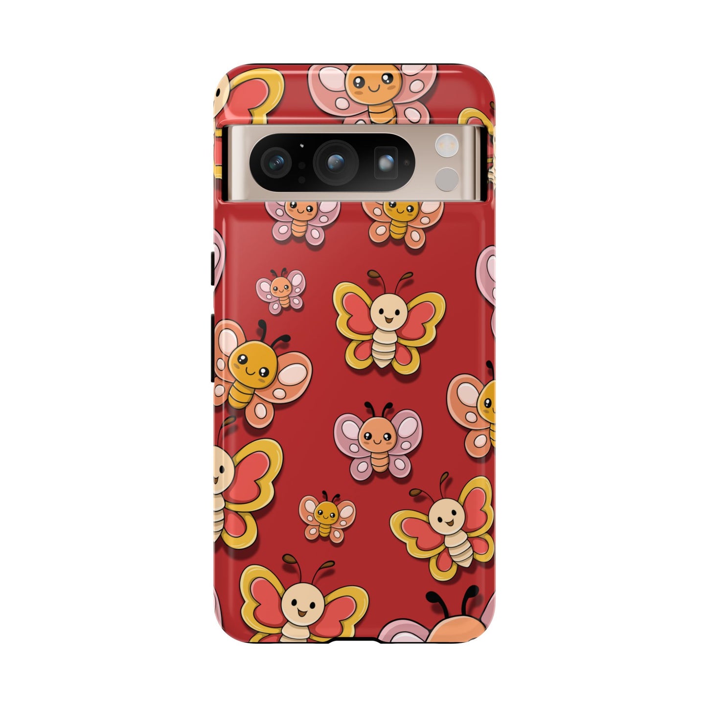 Google Pixel 8 Pro / Glossy Phone Case - Red Butterfly Sticker Design Phone Case