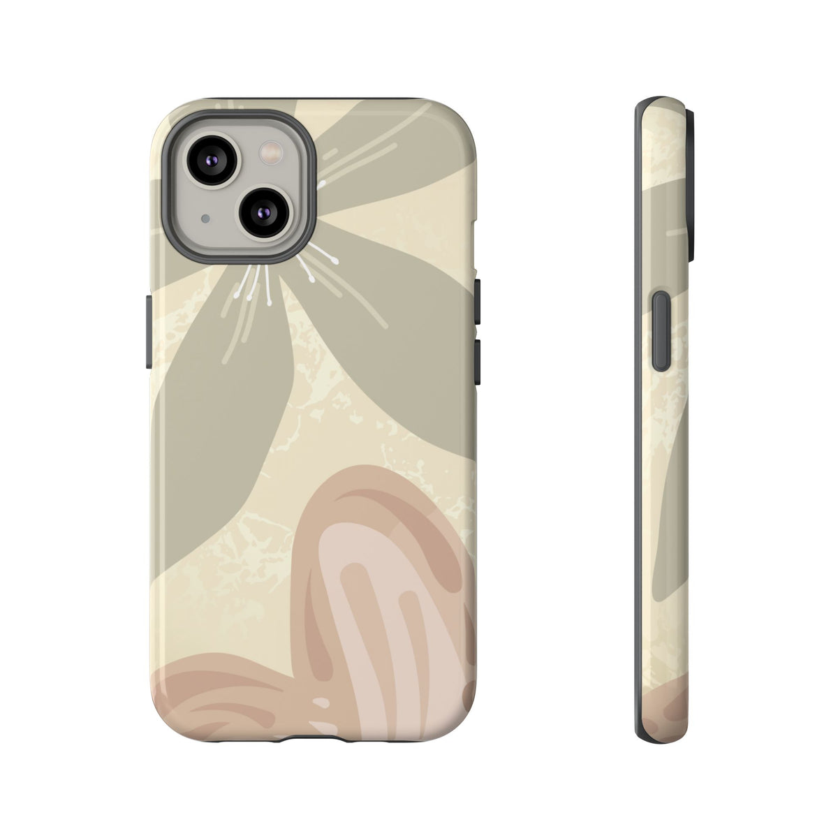 Hibiscus Heart Pattern Phone Case - Beige Phone Case - iPhone 14 / Glossy