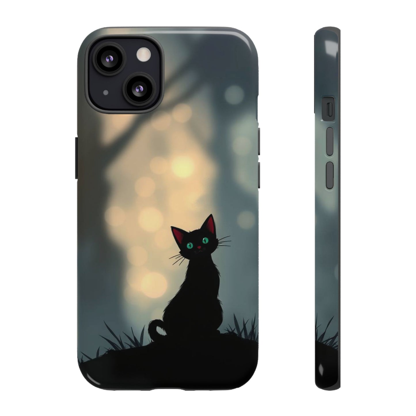 iPhone 13 / Glossy Phone Case - Gothic Cat Design Phone Case