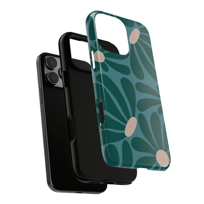 Retro Turquoise Daisy Pattern Phone Case - Green Phone Case