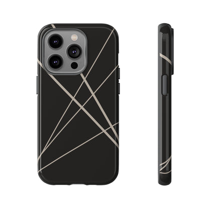 Abstract Black with Grey Lines Phone Case - Black Phone Case - iPhone 14 Pro / Glossy