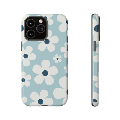 iPhone 14 Pro Max / Glossy Phone Case - Cute Light Blue Daisy Pattern Phone Case