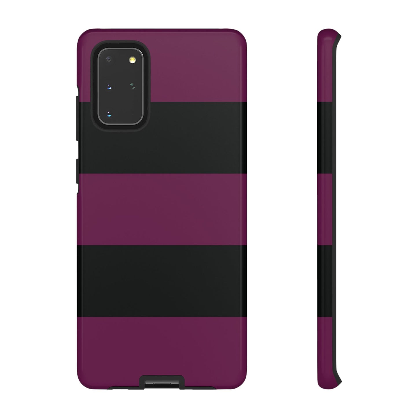 Samsung Galaxy S20+ / Glossy Phone Case - Purple & Black Horizontal Stripe Pattern Phone Case