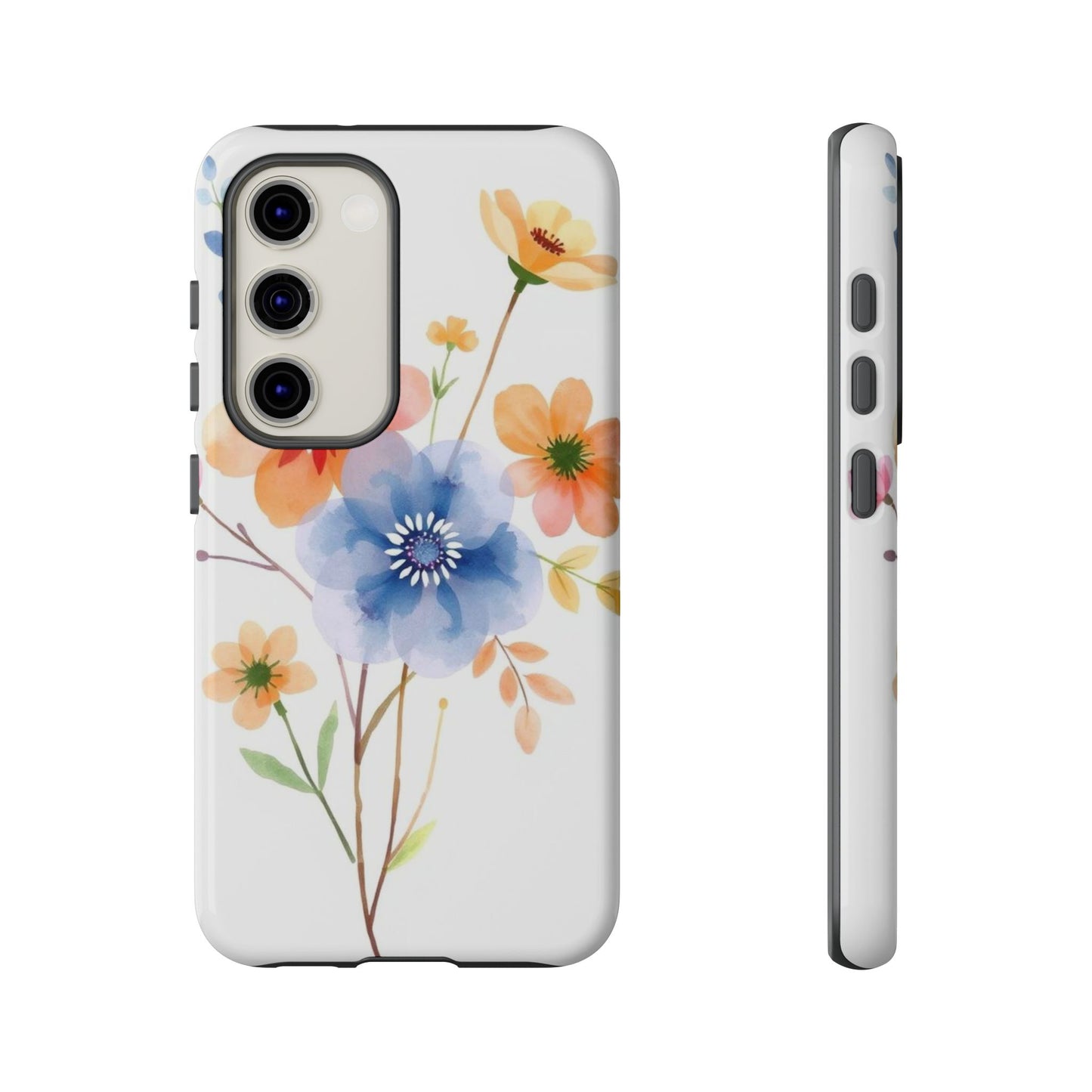 Samsung Galaxy S23 / Glossy Phone Case - Boho Chic Watercolour Bouquet Pattern Phone Case
