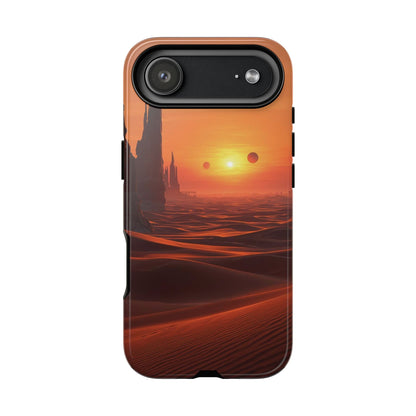 Twin Suns Desert World Sci-fi Phone Case - Orange Phone Case - iPhone 17 Air / Glossy