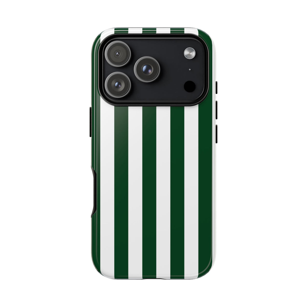 Simple Dark Green & White Stripe Pattern Phone Case - Green Phone Case - iPhone 17 Pro / Glossy