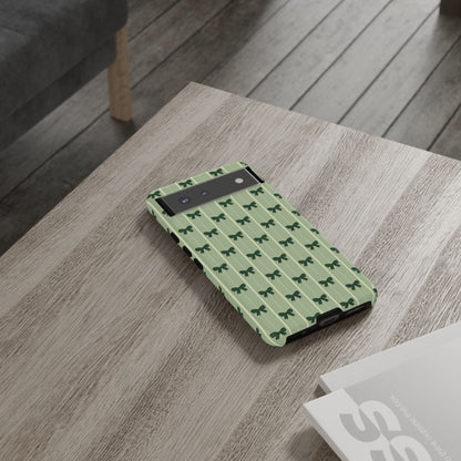 Retro Forest Green Bow Pattern Phone Case