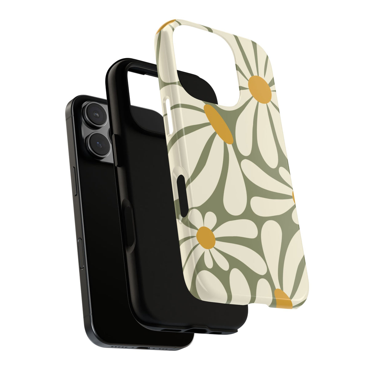 Retro Green Daisy Pattern #1 Phone Case - Green Phone Case