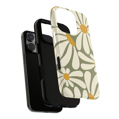 Phone Case - ’Retro Green Daisy Pattern #1’ Phone Case