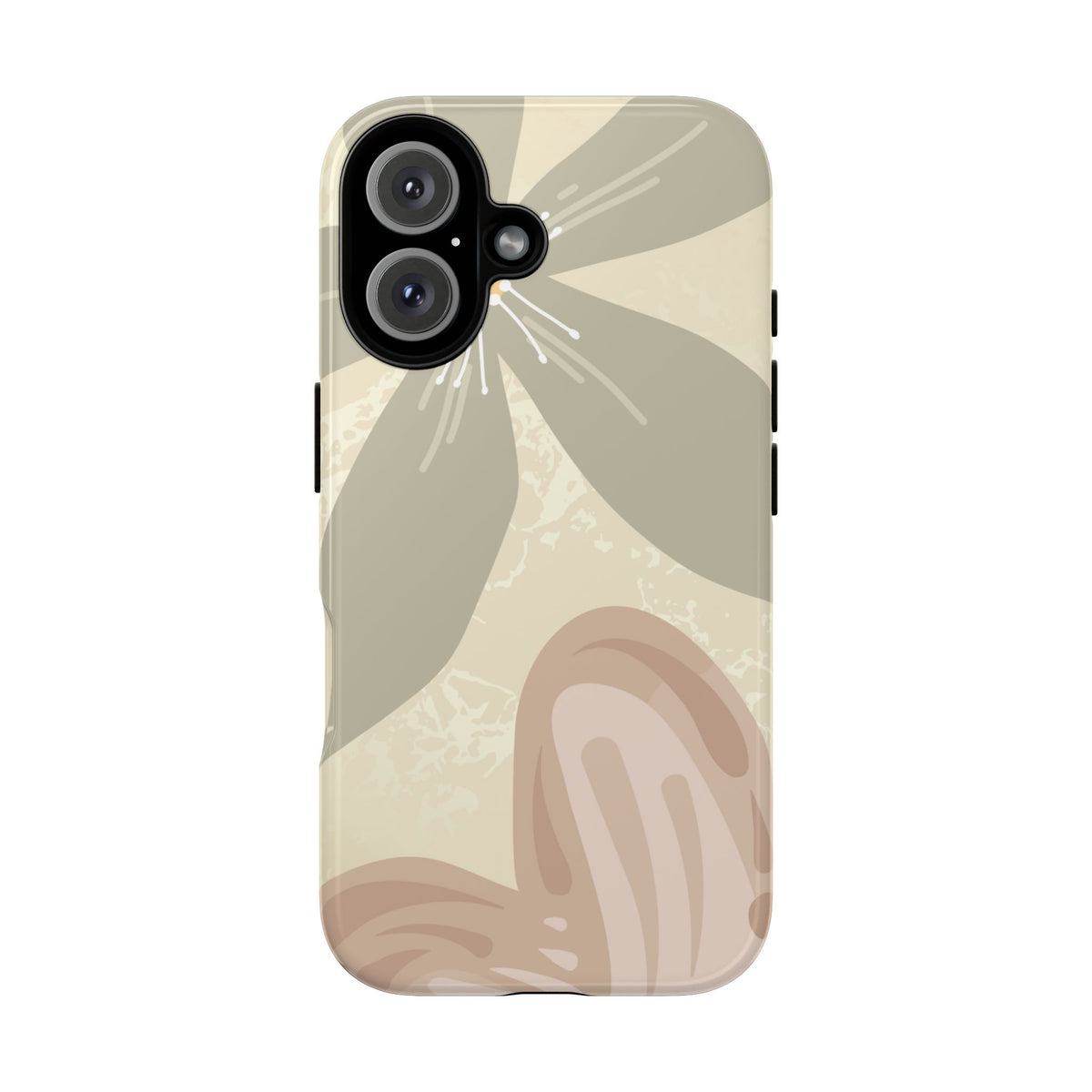 Hibiscus Heart Pattern Phone Case - Beige Phone Case - iPhone 16 / Glossy