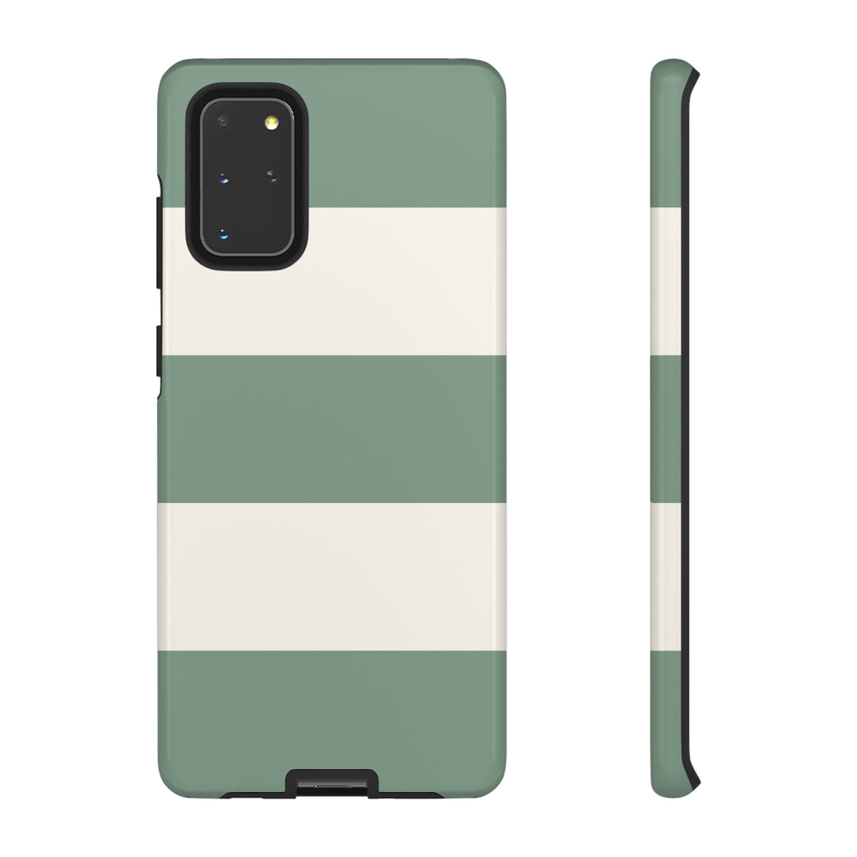 Green & White Horizontal Stripe Pattern Phone Case - Green Phone Case - Samsung Galaxy S20+ / Glossy