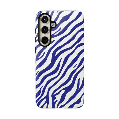 Stylish Electric Blue Zebra Print Phone Case