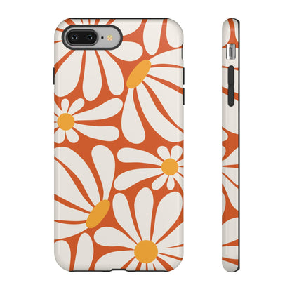Retro Orange Daisy Pattern Phone Case - Orange Phone Case - iPhone 8 Plus / Glossy
