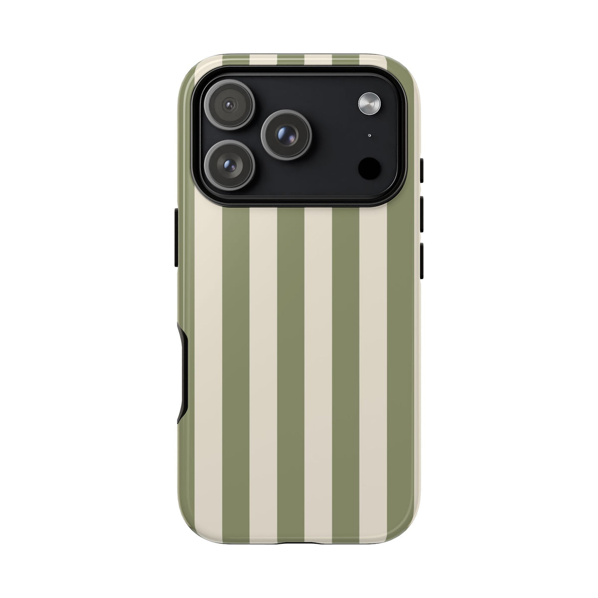 Olive & Beige Stripe Pattern Phone Case - Green Phone Case - iPhone 17 Pro / Glossy